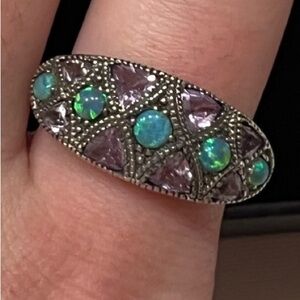 Sterling silver opal and amethyst ring. Size 7.5. Gorgeous!